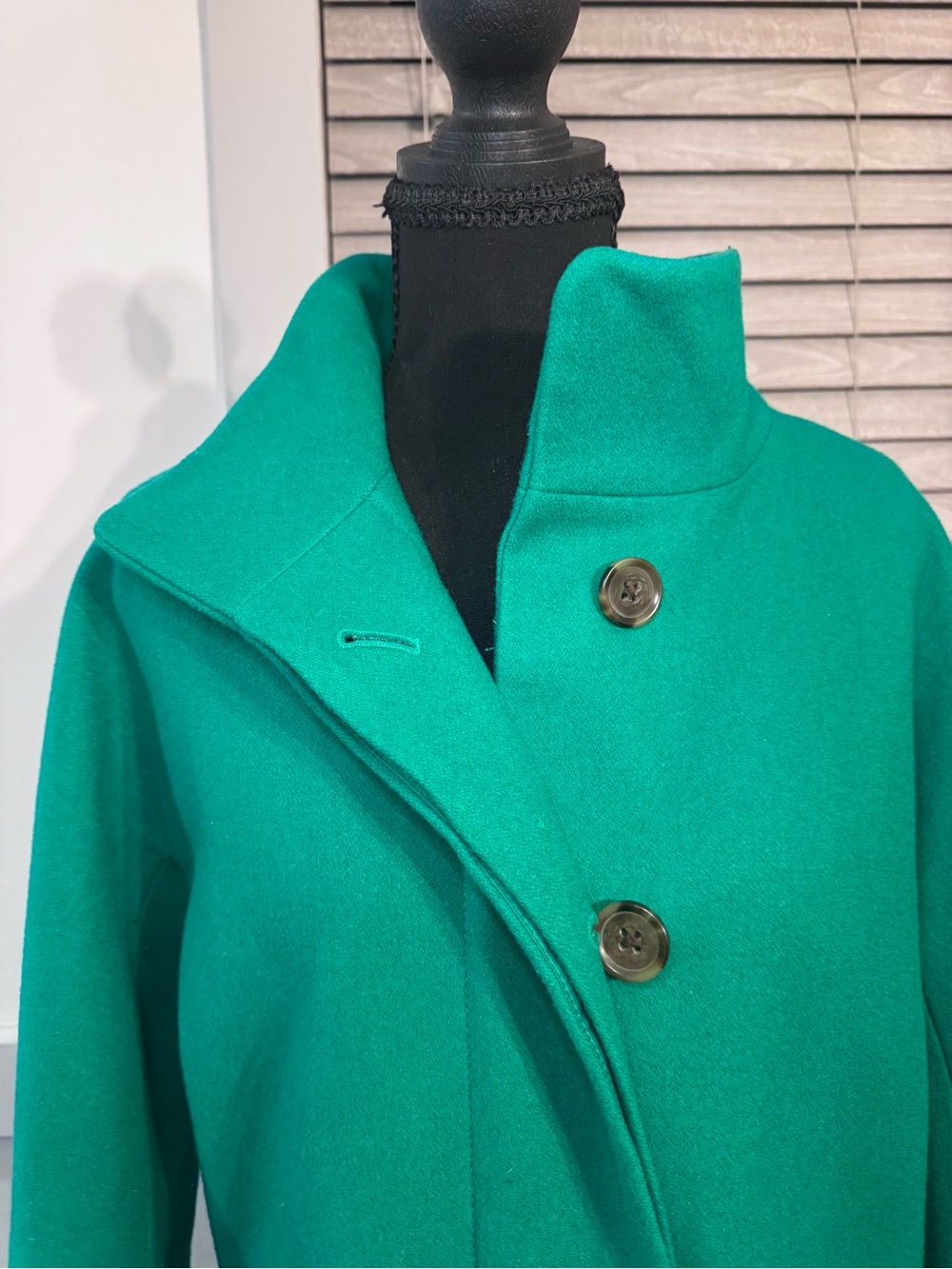 J. Crew Green High-Neck Wool Blend Pea Coat - Picture 3 of 5
